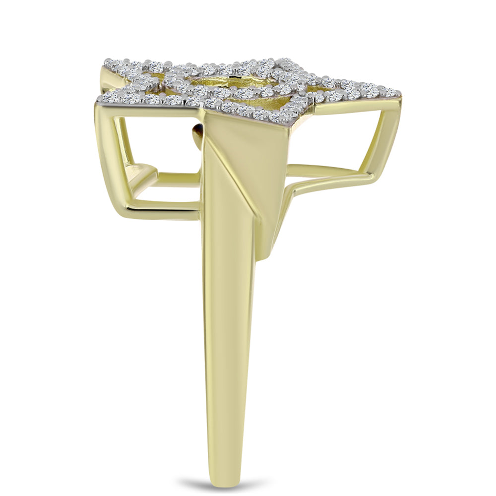 Goldplattierter Silberring mit blauem tanzendem Diamanten und weißem Topas 4 