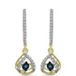Goldplattierte Silberohrringe mit blauem tanzendem Diamanten und weißem Topas