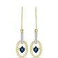 Goldplattierte Silberohrringe mit blauem tanzendem Diamanten und weißem Topas