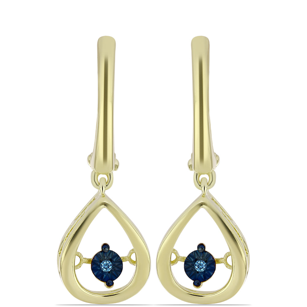 Goldplattierte Silberohrringe mit blauem tanzendem Diamanten 1 