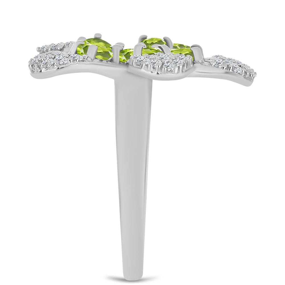 Silberring mit Peridot aus Changbai und weißem Topas 4 