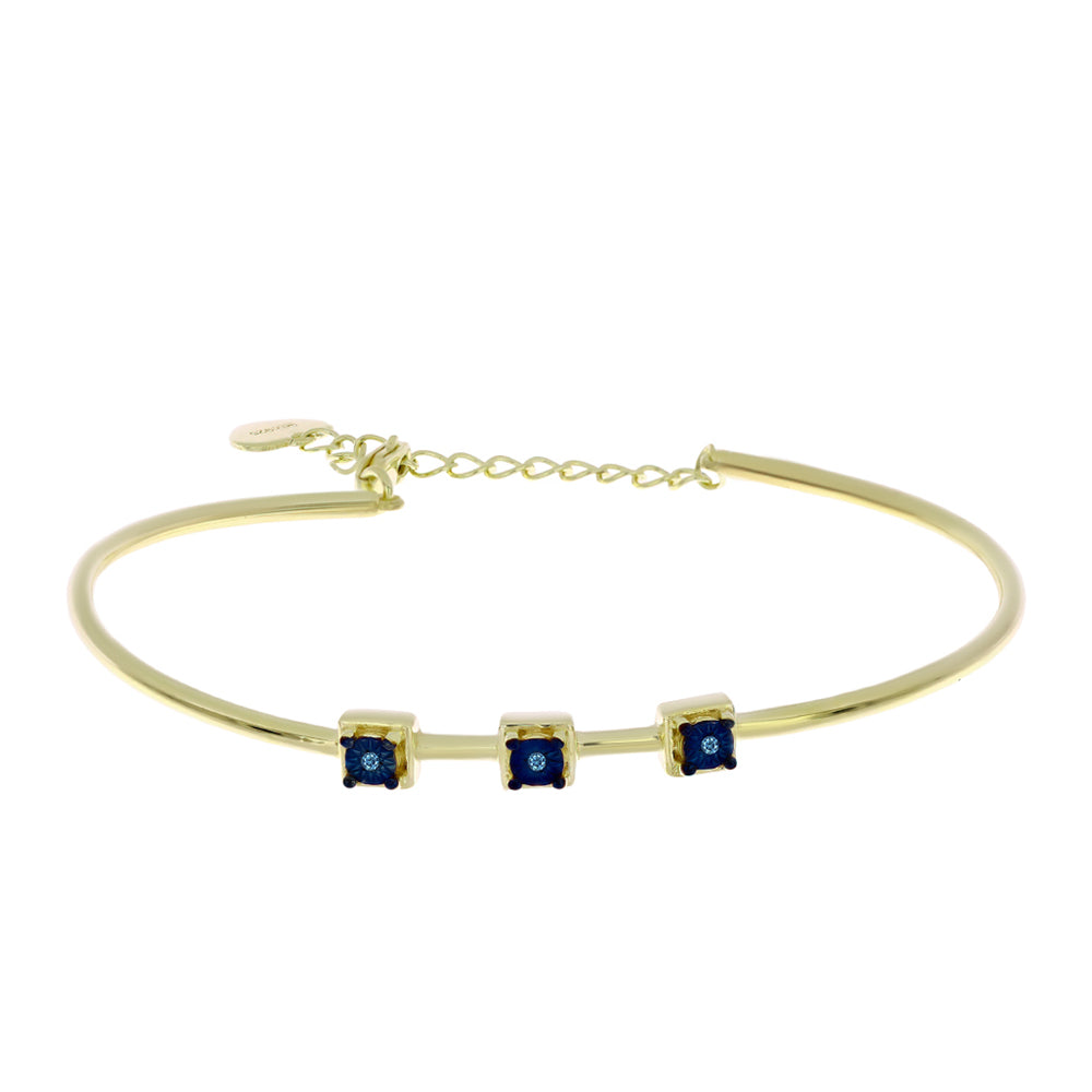 Goldplattiertes Silberarmband mit blauem tanzendem Diamanten 1 