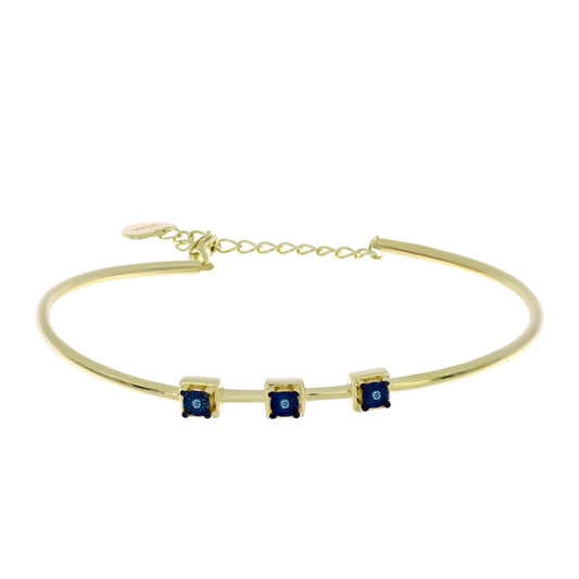 Goldplattiertes Silberarmband mit blauem tanzendem Diamanten