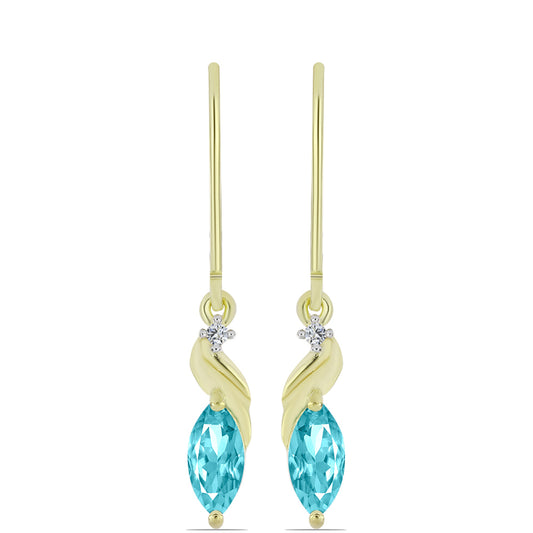 Goldplattierte Silberohrringe mit Paraiba Quarz und weißem Topas