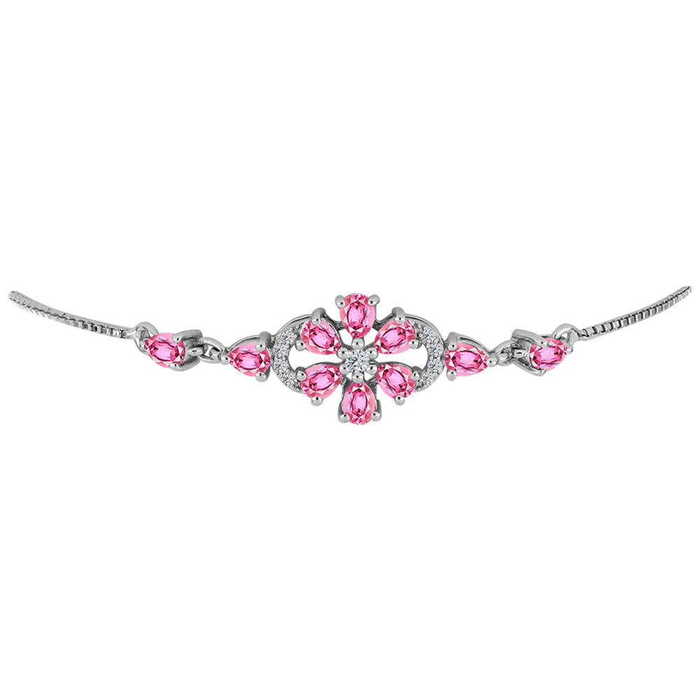 Silberarmband mit rosafarbenem Turmalin aus Pelmadulla und weißem Topas 2 