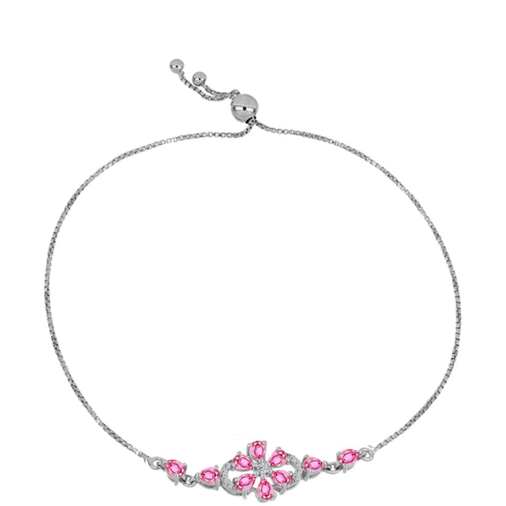 Silberarmband mit rosafarbenem Turmalin aus Pelmadulla und weißem Topas 1 
