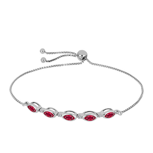 Silberarmband mit Rubin aus Madagaskar und weißem Topas