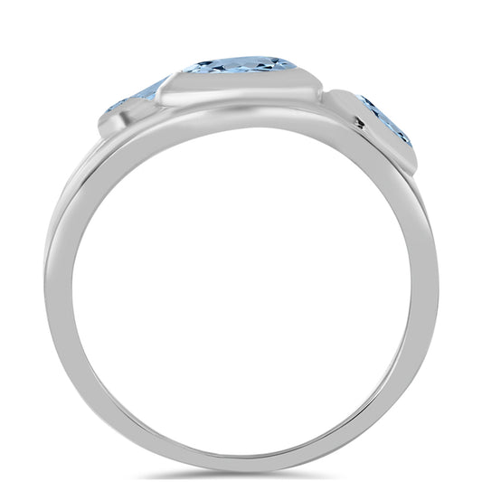 Silberring mit Aquamarin aus Embu County und weißem Topas