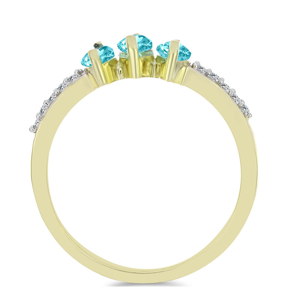 Goldplattierter Silberring mit Paraiba Quarz und weißem Topas