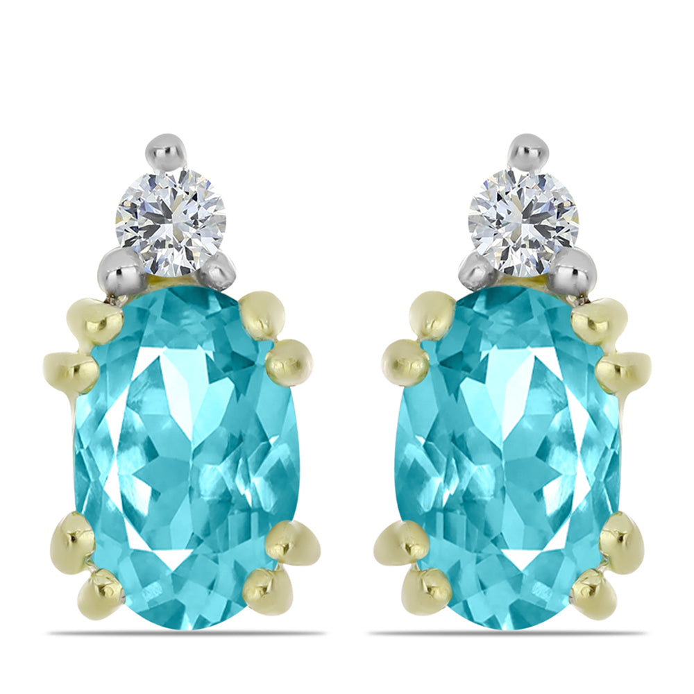 Goldplattierte Silberohrringe mit Paraiba Quarz und weißem Topas 1 