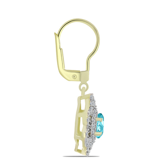 Goldplattierte Silberohrringe mit Paraiba Quarz und weißem Topas