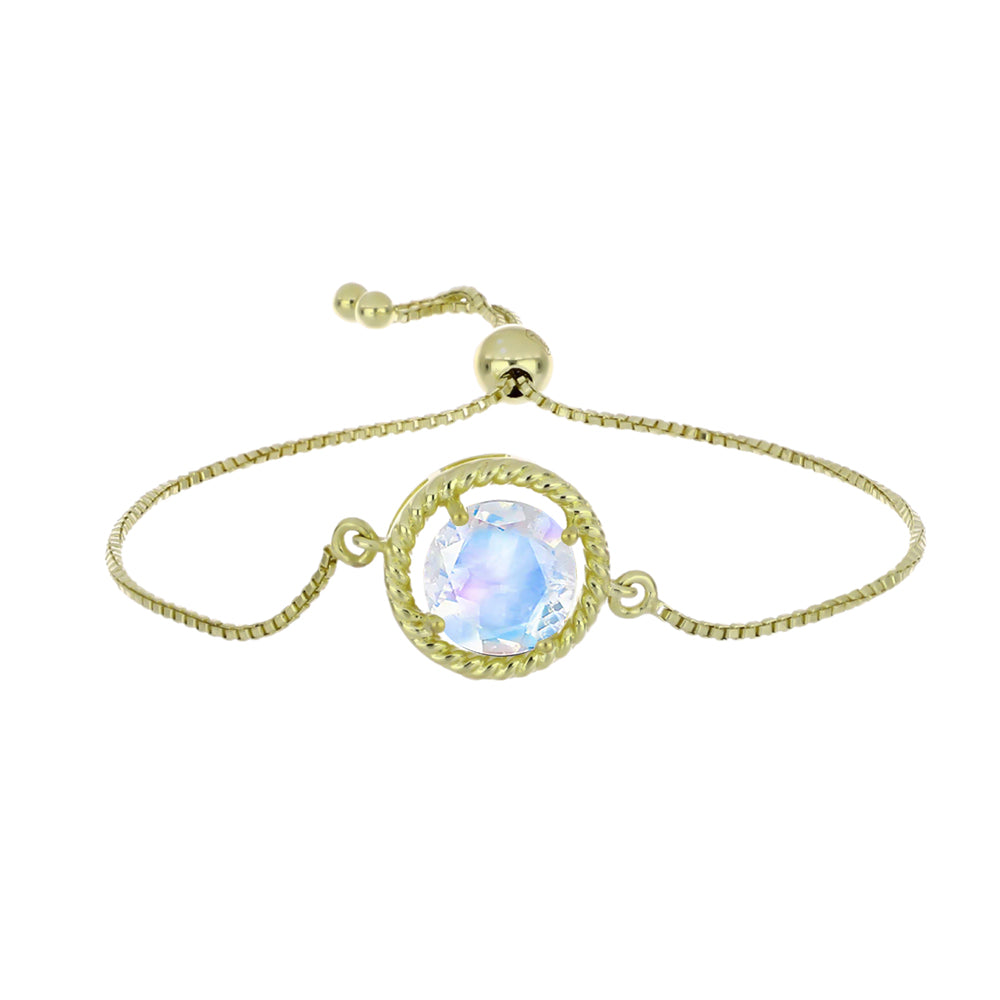 Goldplattiertes Silberarmband mit Regenbogenmondstein