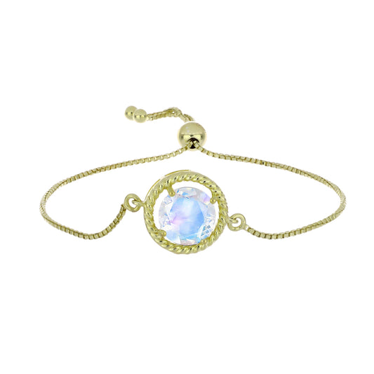Goldplattiertes Silberarmband mit Regenbogenmondstein