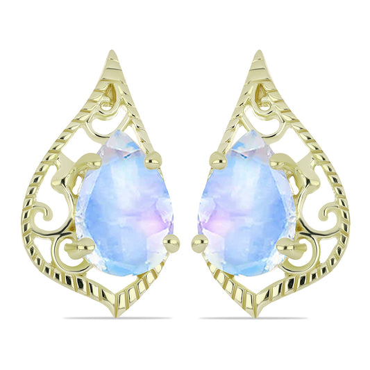 Goldplattierte Silberohrringe mit Regenbogenmondstein