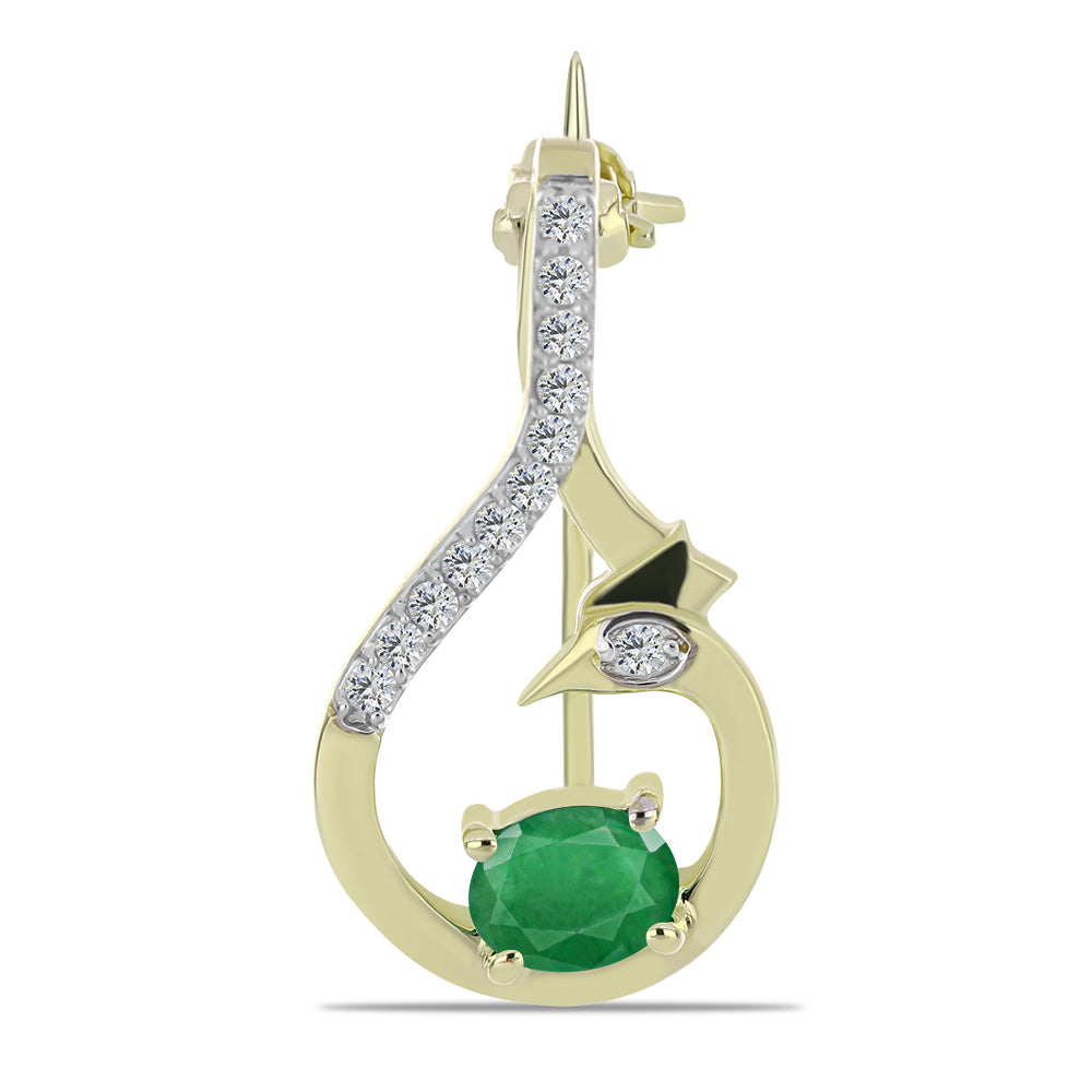 Goldplattierte Silberbrosche mit sambischem Smaragd und weißem Topas 1 