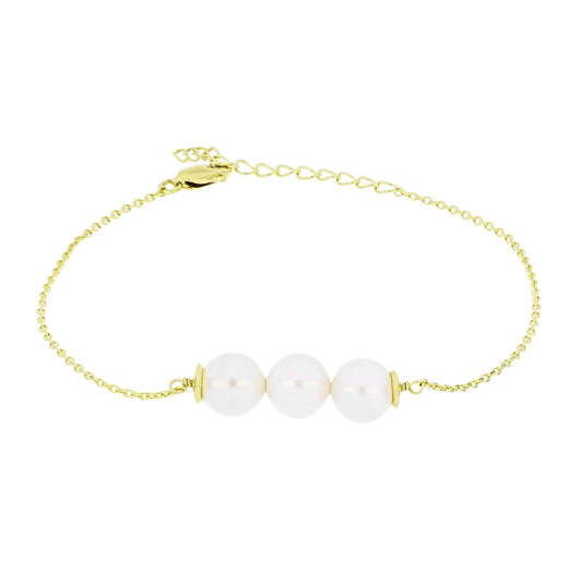 Goldplattiertes Silberarmband mit weißer Süßwasserperle
