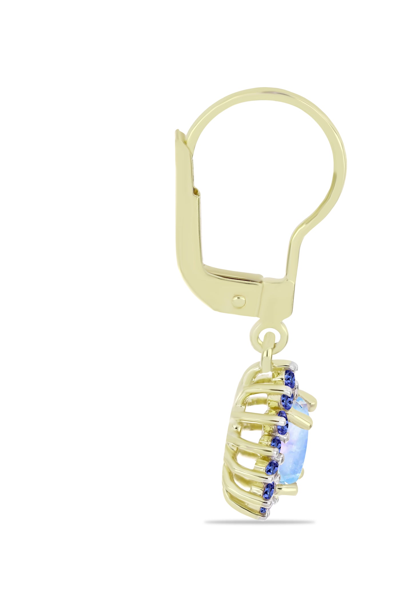 Goldplattierte Silberohrringe mit Regenbogenmondstein und Tansanit