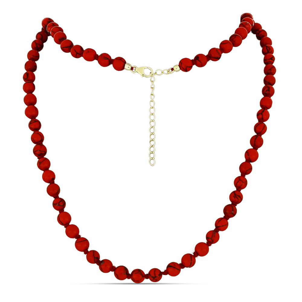 Goldplattierte Silberhalskette mit roter Schwammkoralle 1 