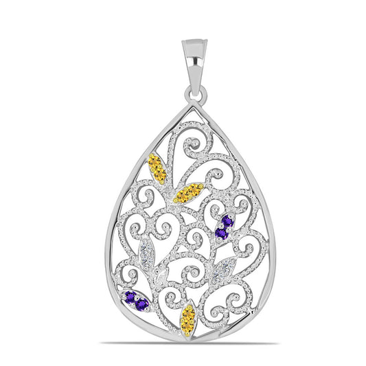 Silberanhänger mit Zitrin aus dem Ural und marokkanischem Amethyst