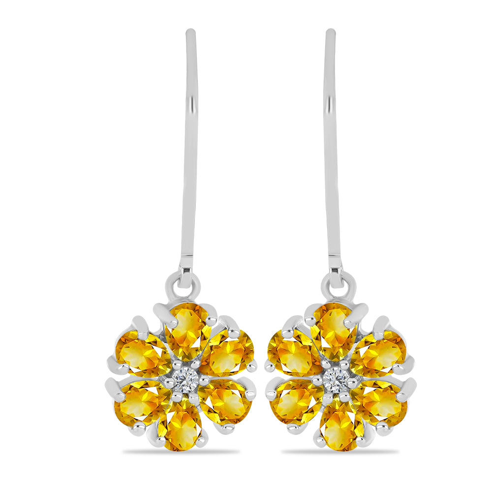 Silberohrringe mit Zitrin aus dem Ural und weißem Topas 1 