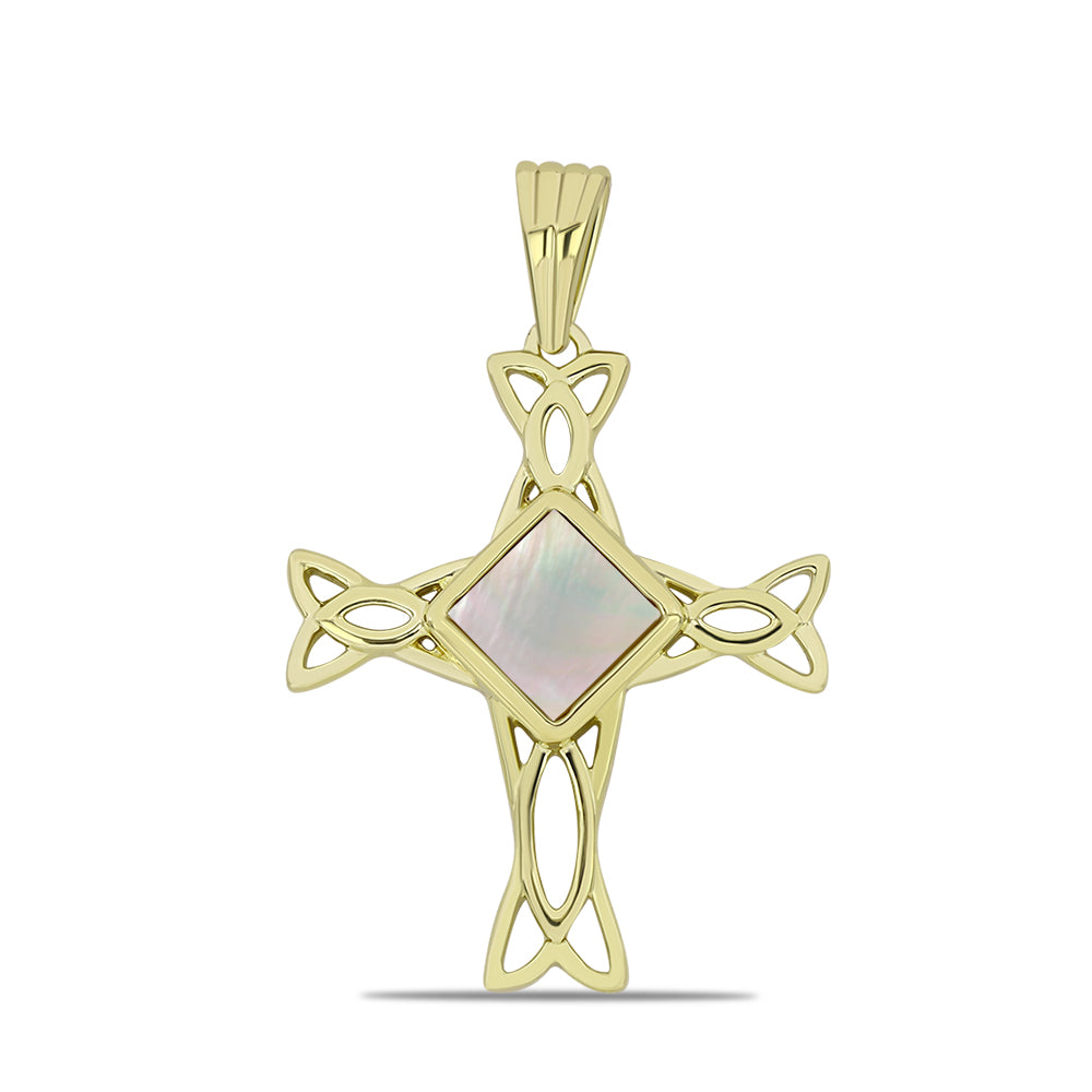 Goldplattierter Silberanhänger mit Perlmutt