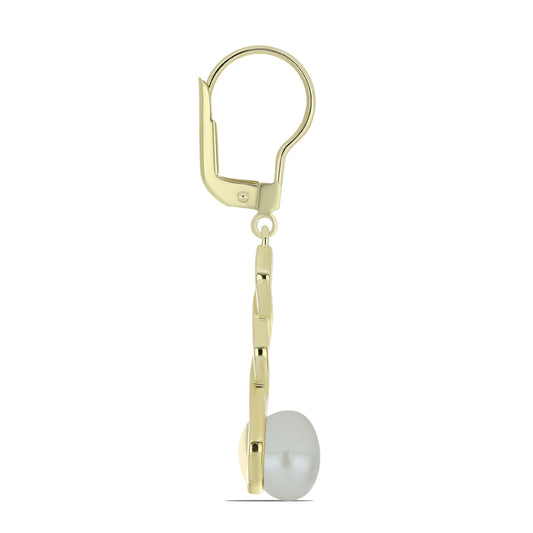 Goldplattierte Silberohrringe mit weißer Süßwasserperle