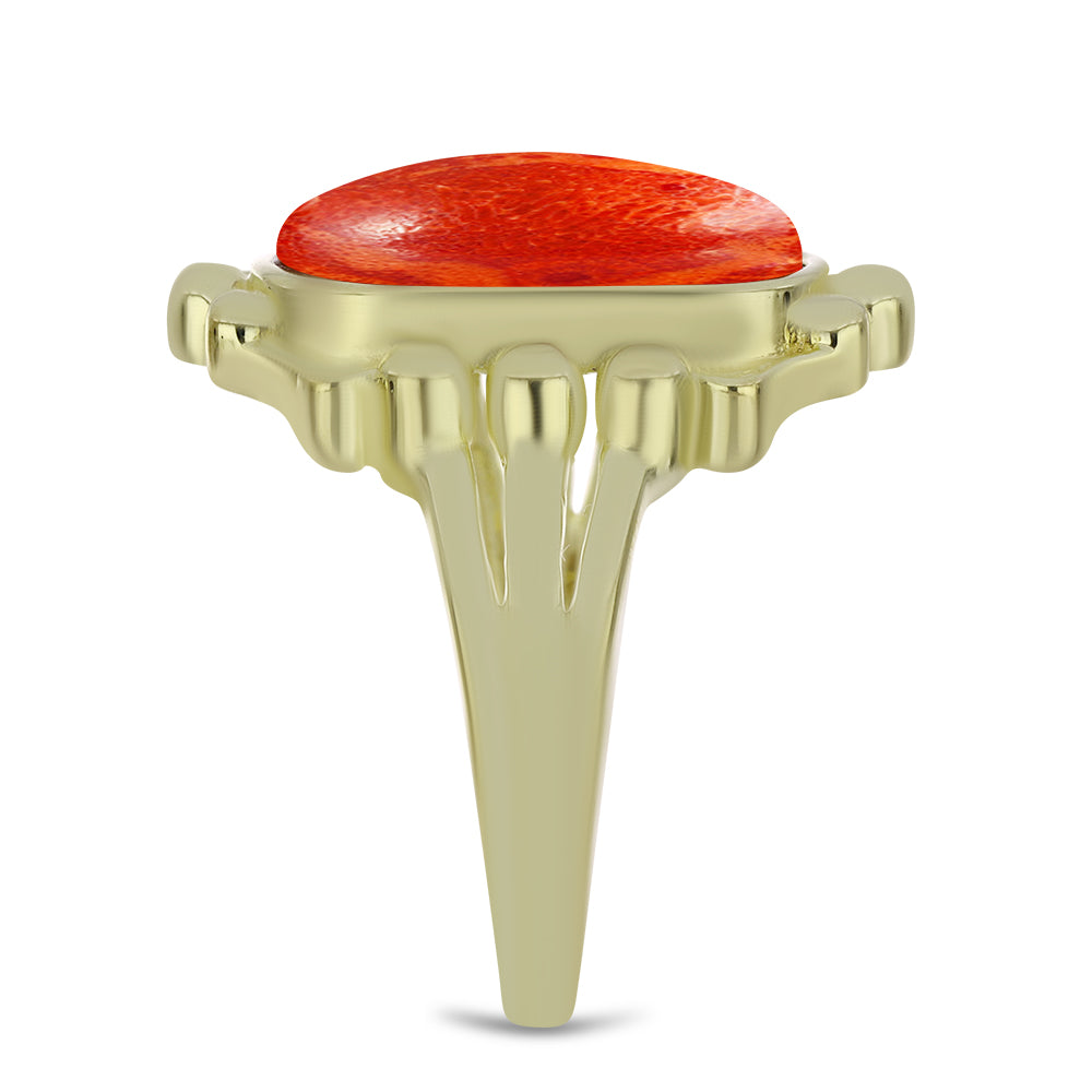 Goldplattierter Silberring mit roter Schwammkoralle 4 