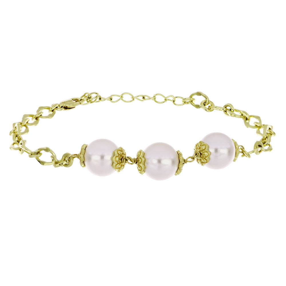 Goldplattiertes Silberarmband mit weißer Süßwasserperle