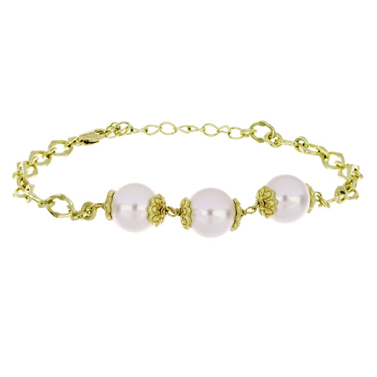 Goldplattiertes Silberarmband mit weißer Süßwasserperle