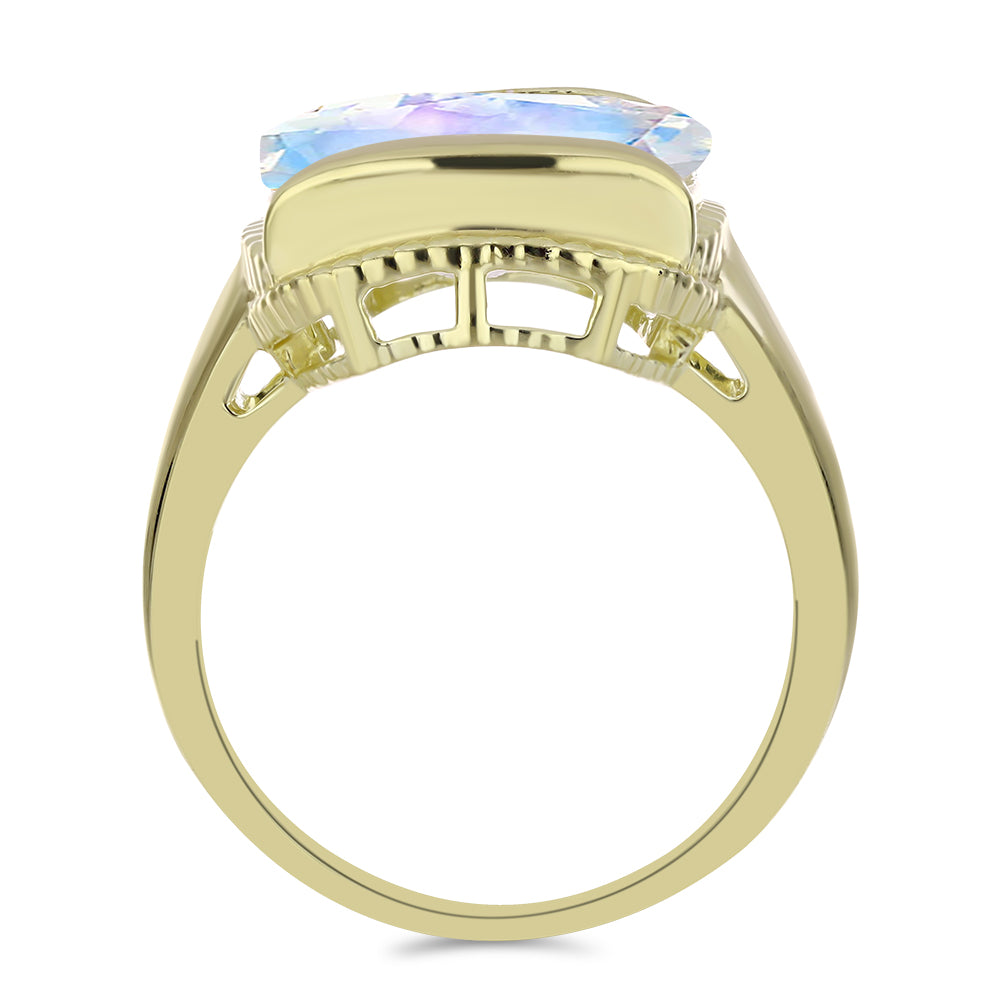 Goldplattierter Silberring mit Regenbogenmondstein