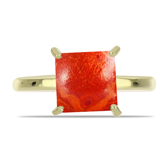 Goldplattierter Silberring mit roter Schwammkoralle