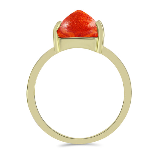 Goldplattierter Silberring mit roter Schwammkoralle