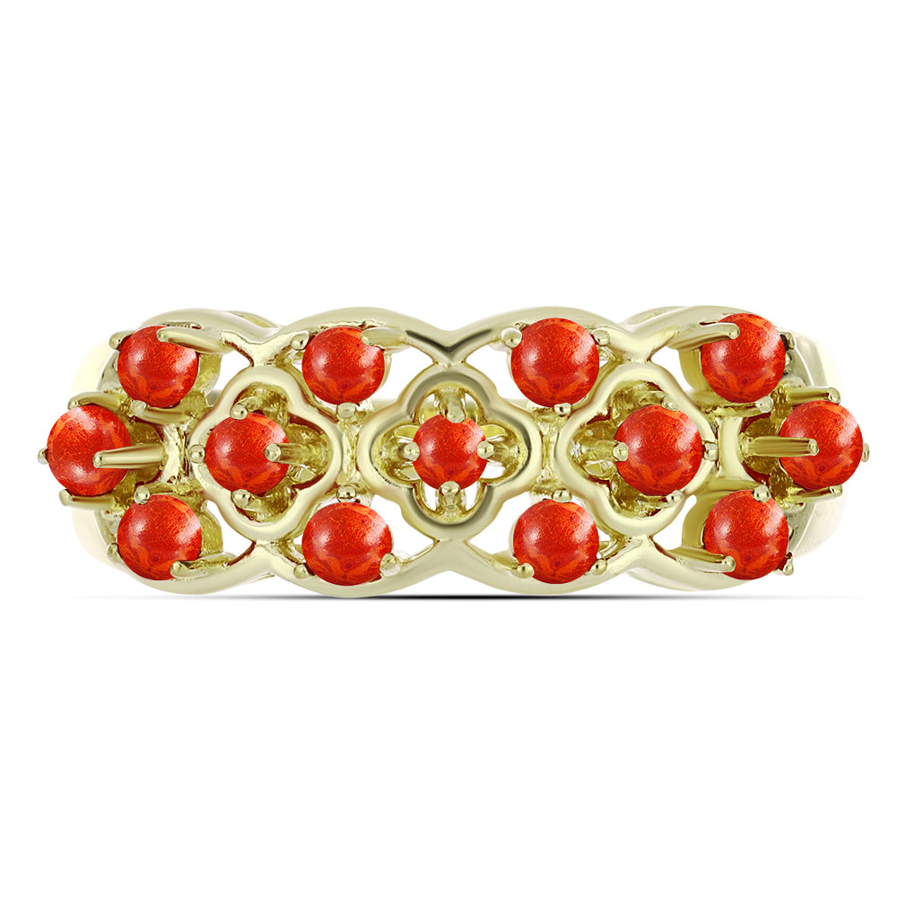 Goldplattierter Silberring mit roter Schwammkoralle 2 