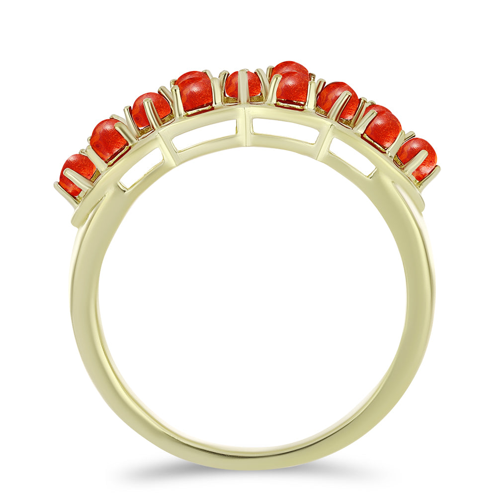 Goldplattierter Silberring mit roter Schwammkoralle 3 