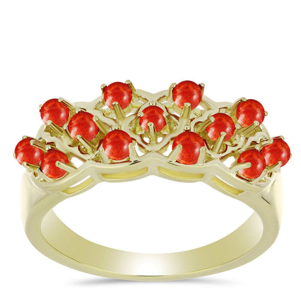 Goldplattierter Silberring mit roter Schwammkoralle 1 