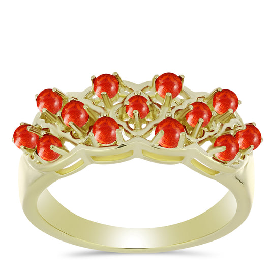 Goldplattierter Silberring mit roter Schwammkoralle