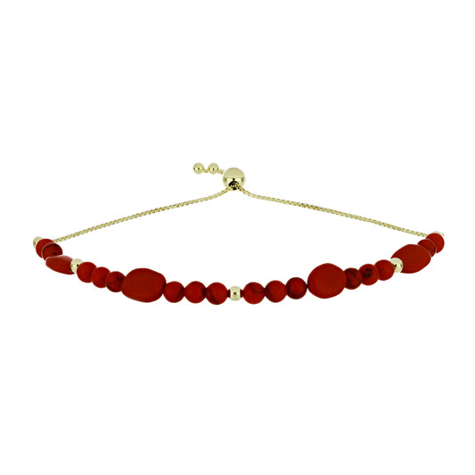 Goldplattiertes Silberarmband mit roter Schwammkoralle