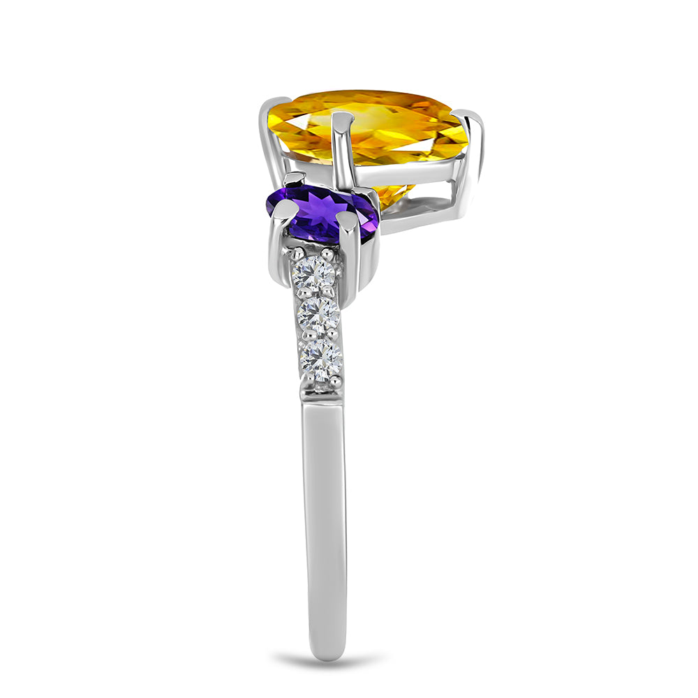 Silberring mit Zitrin aus dem Ural und marokkanischem Amethyst 4 