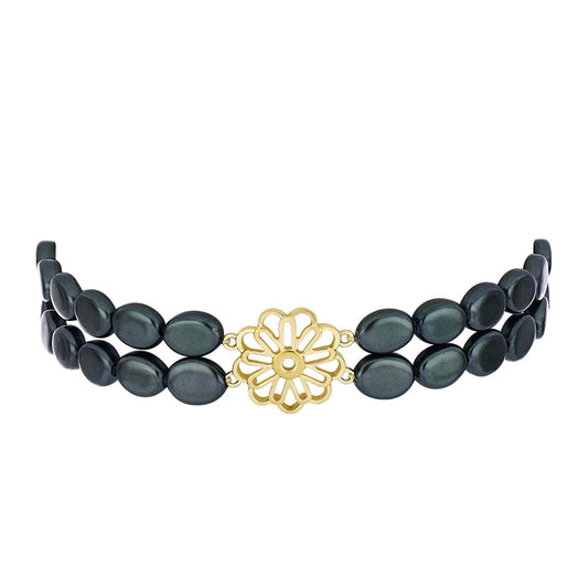Goldplattiertes Silberarmband mit Tahitigrüne-Illusion Süßwasserperle