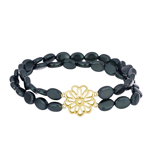 Goldplattiertes Silberarmband mit Tahitigrüne-Illusion Süßwasserperle