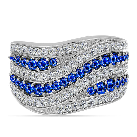 Silberring mit australischem blauem Saphir und weißem Topas