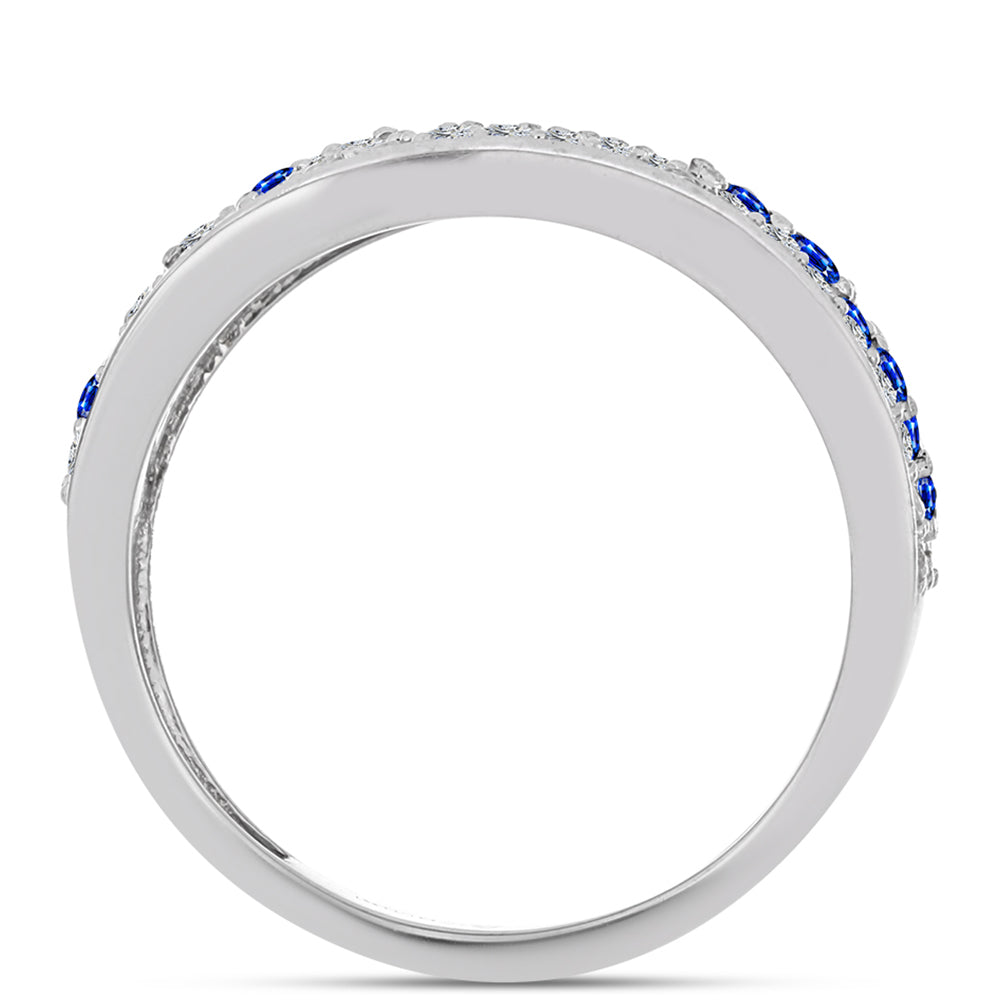 Silberring mit australischem blauem Saphir und weißem Topas 2 