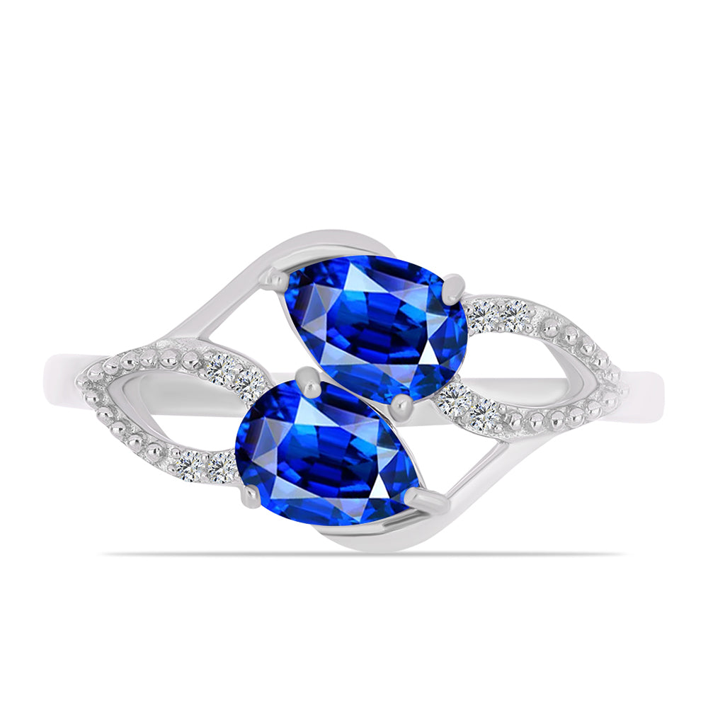 Silberring mit australischem blauem Saphir und weißem Topas 1 