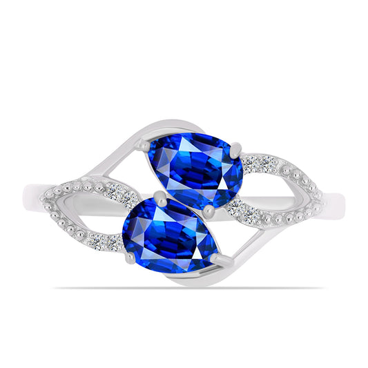 Silberring mit australischem blauem Saphir und weißem Topas