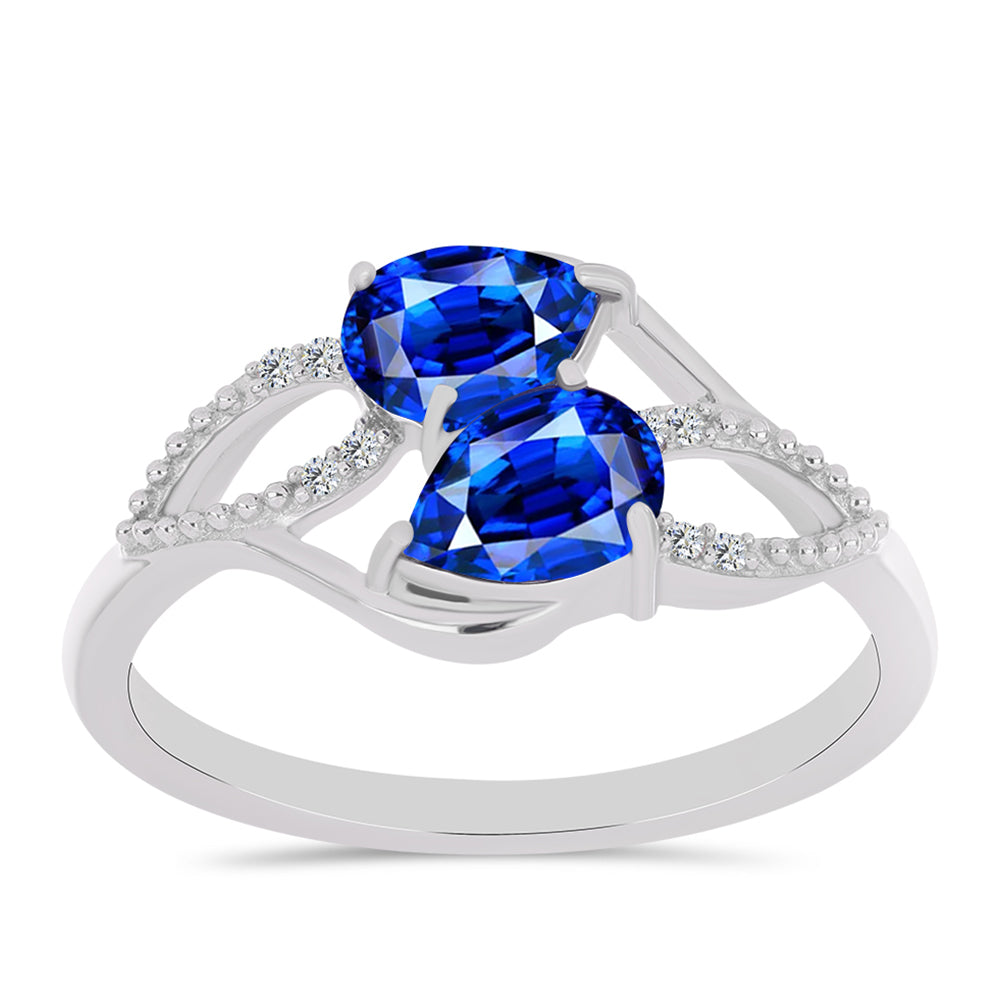 Silberring mit australischem blauem Saphir und weißem Topas 3 