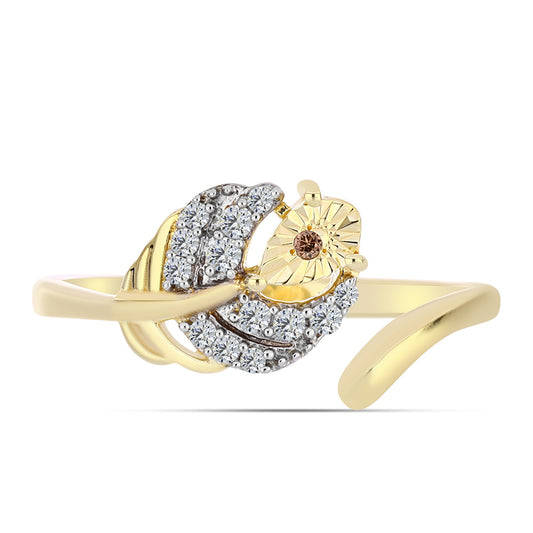 Goldplattierter Silberring mit Cognac-Diamant und weißem Topas