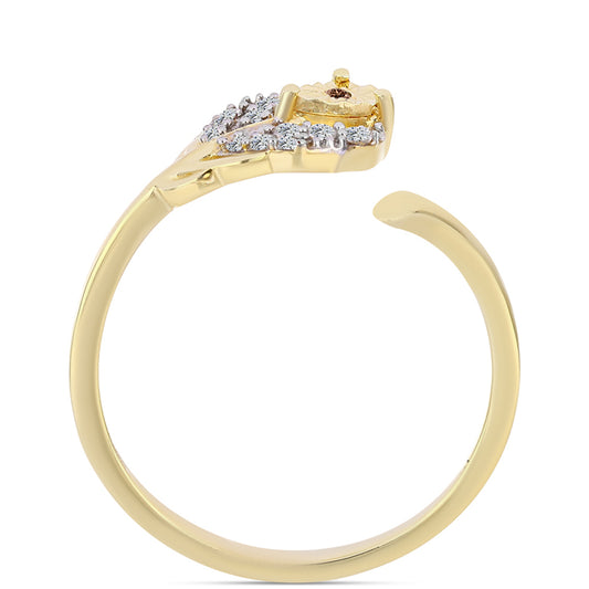 Goldplattierter Silberring mit Cognac-Diamant und weißem Topas