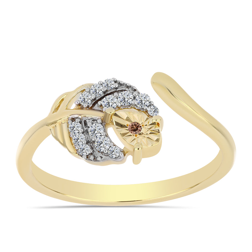 Goldplattierter Silberring mit Cognac-Diamant und weißem Topas
