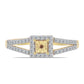 Goldplattierter Silberring mit Cognac-Diamant und weißem Topas