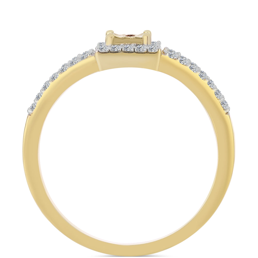 Goldplattierter Silberring mit Cognac-Diamant und weißem Topas 2 